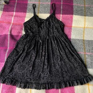 Killstar Black Lace-up Velvety Pentagram Summer Dress - Large